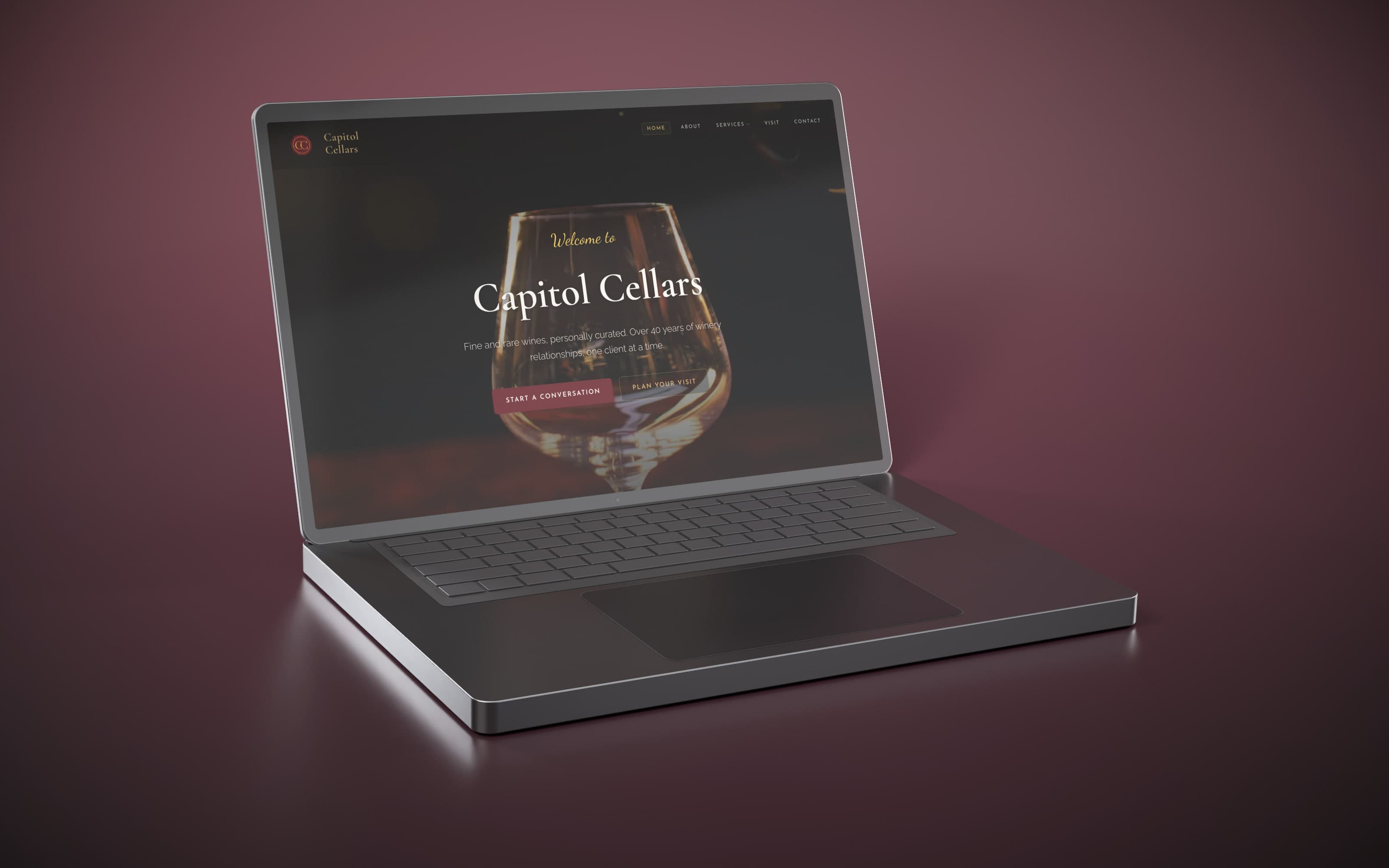 The Capitol Cellars site on a laptop