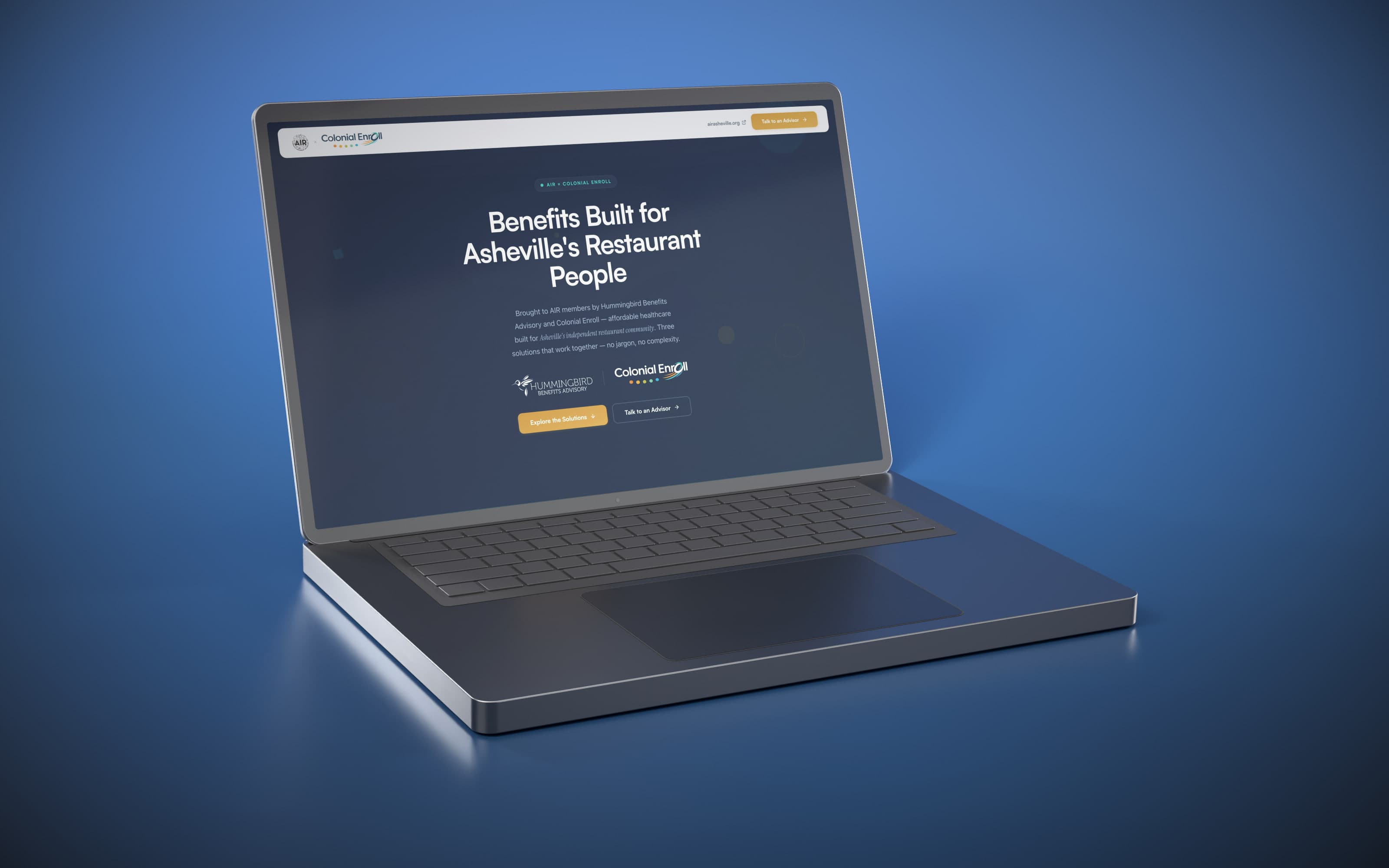An enrollment site generated by Annie, shown on a laptop