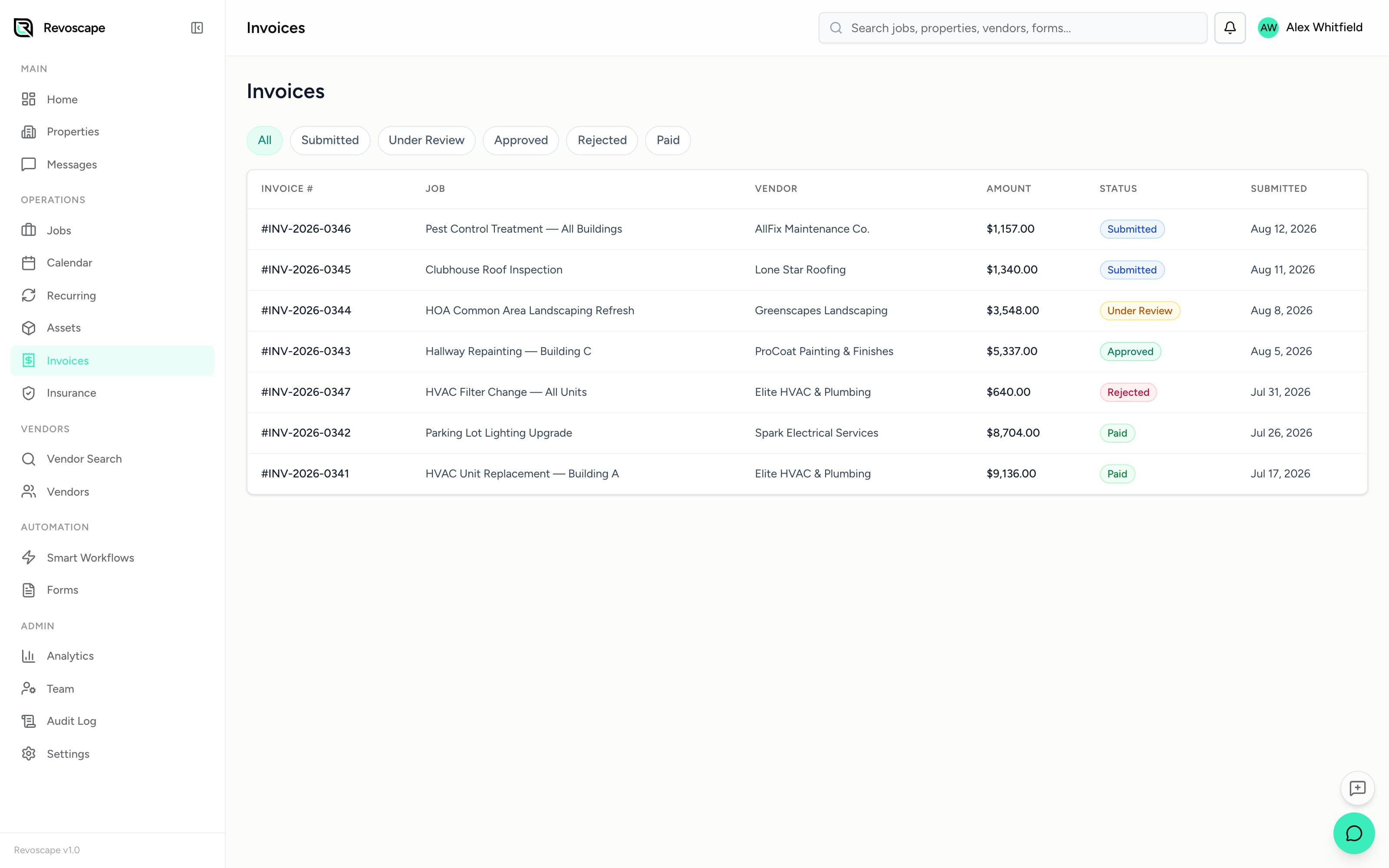 The invoice review queue (demo data)