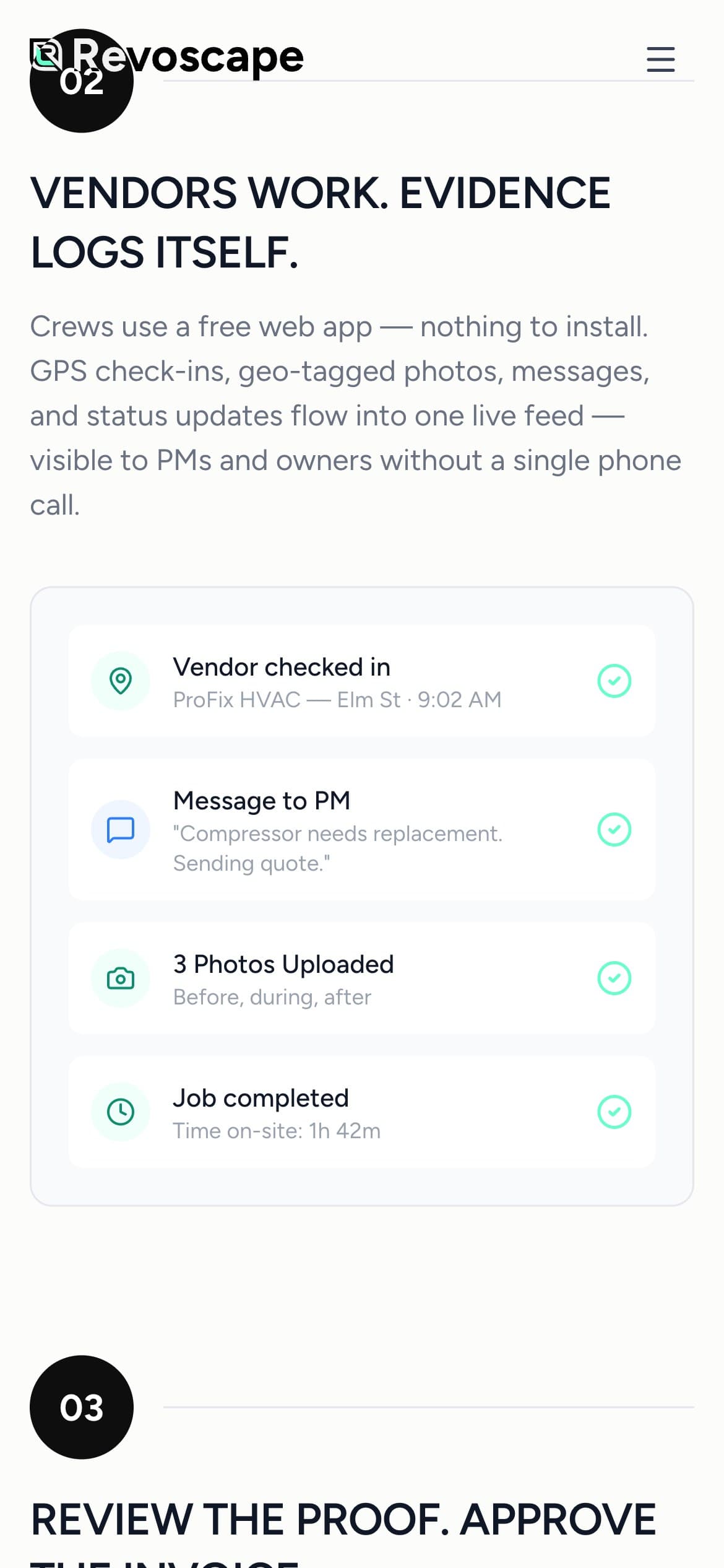 The evidence feed on a phone