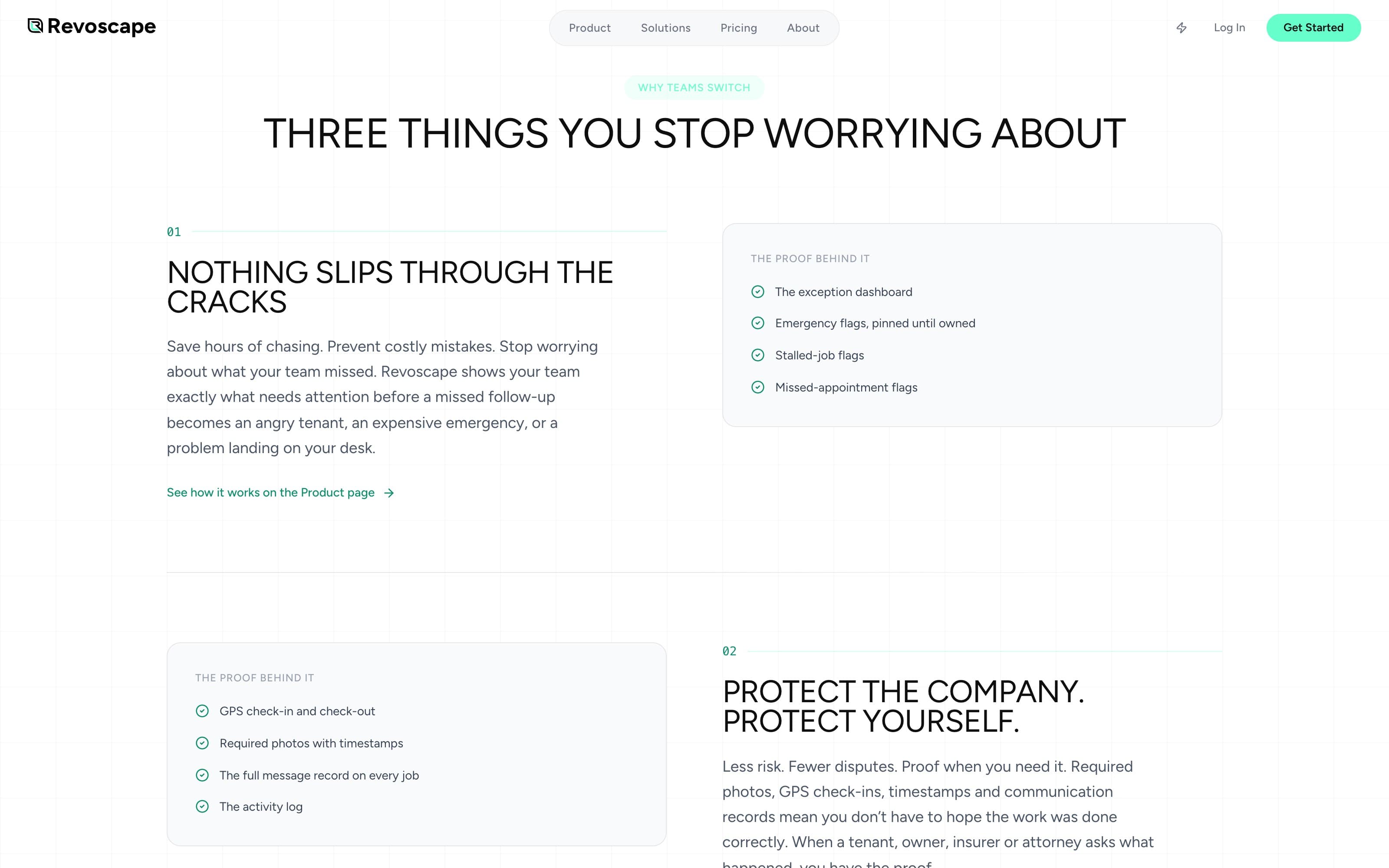 The features section of the live site