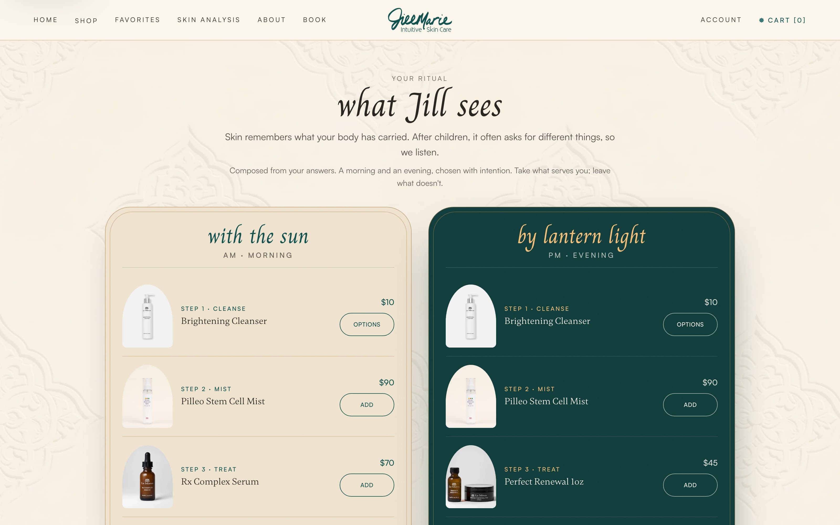 The personalized routine the quiz composes